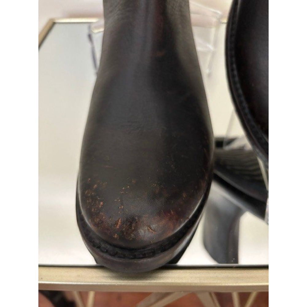 Frye Veronica Inside Zip Black Leather Distressed Ankle Boots Women's 10M - Picture 6 of 13